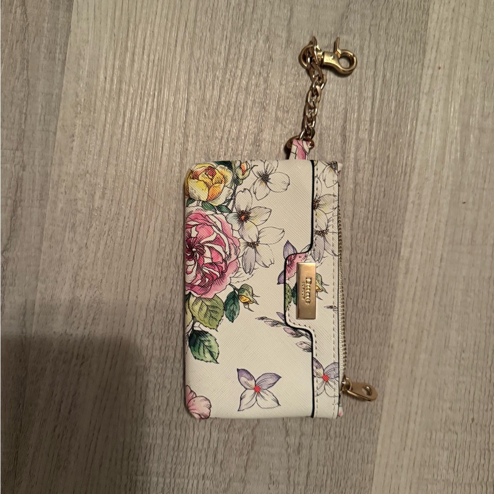 Coach Pink and White Floral Key Card Holder